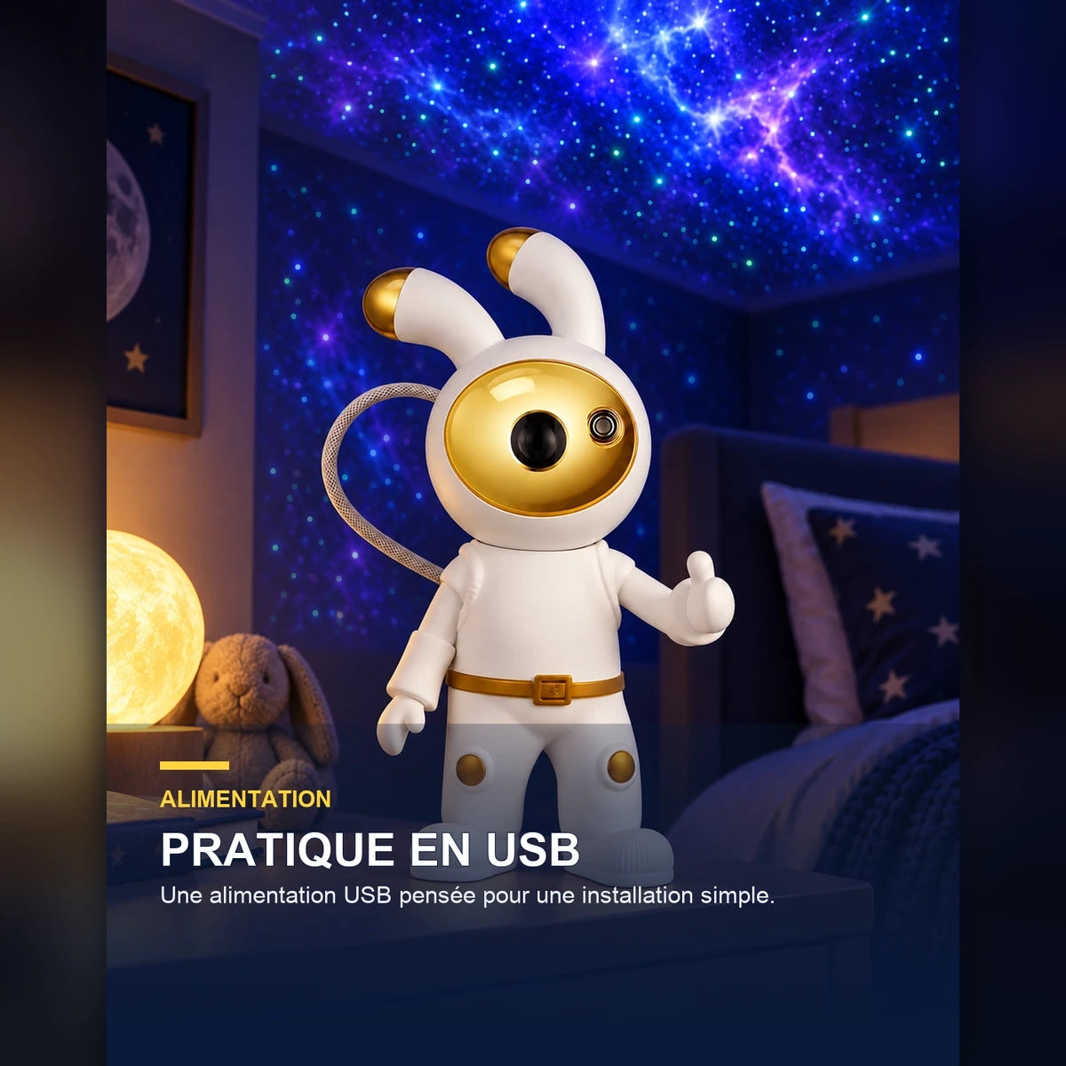 Projecteur ciel étoilé lapin – MoonBunny — fonctionnalité 2