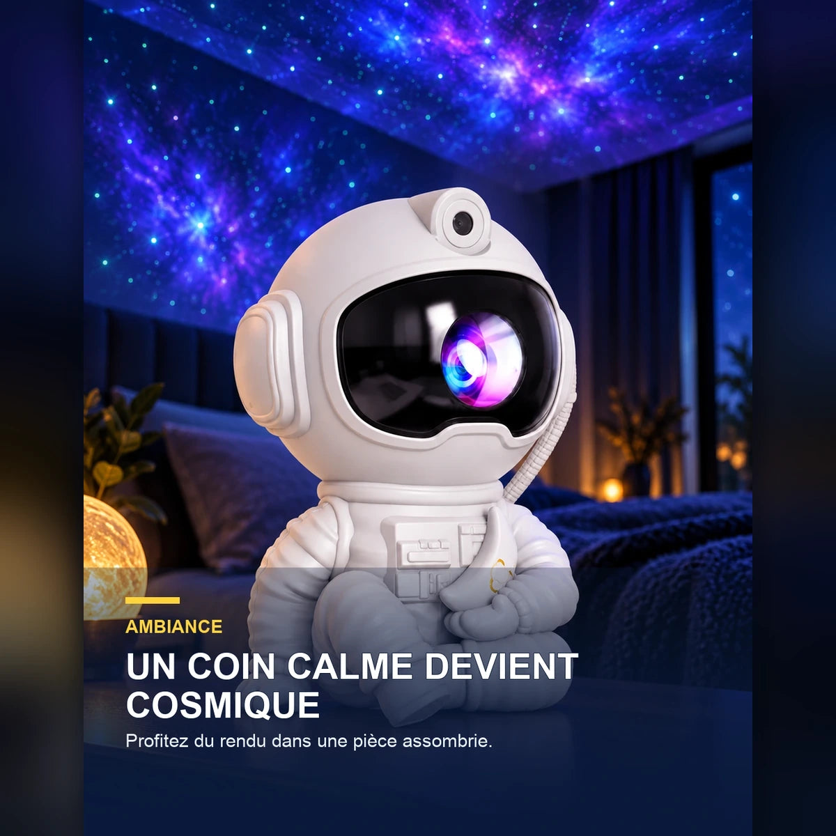 Projecteur ciel étoilé astronaute assis – Orbit Lounge — fonctionnalité 1