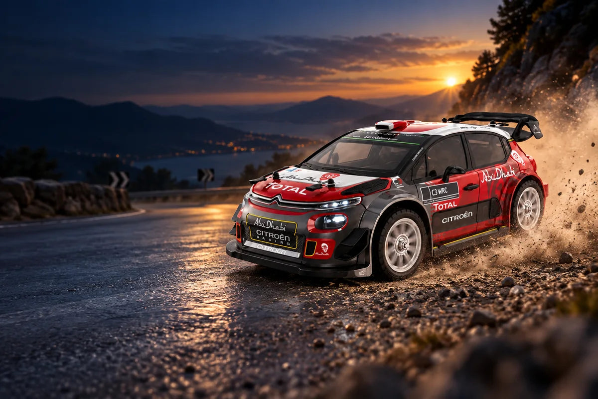 Voitures RC de route et rallye en action