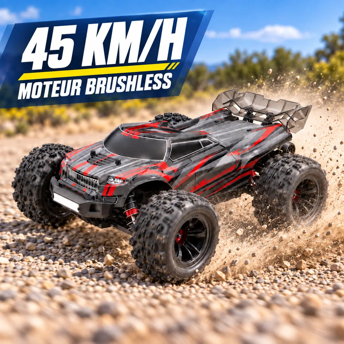 Storm Runner 16 en action, moteur brushless et vitesse maximale annoncée de 45 km/h